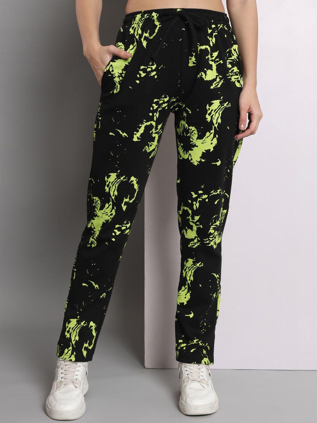 q-rious women floral printed fleece regular trousers