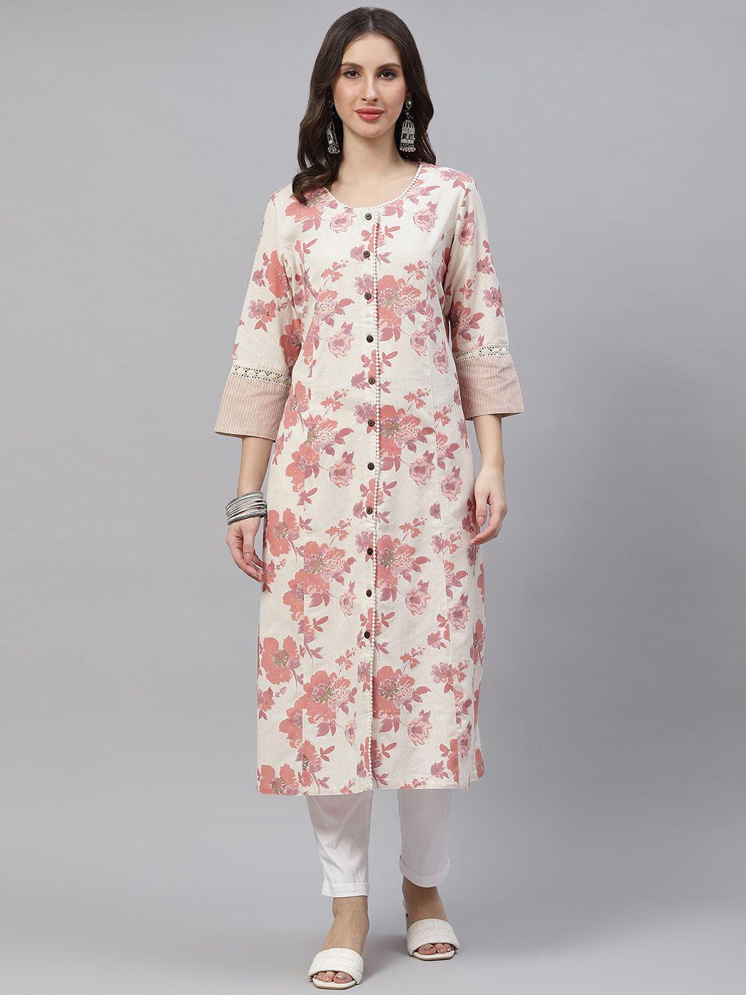 kalini floral printed pure cotton straight kurta