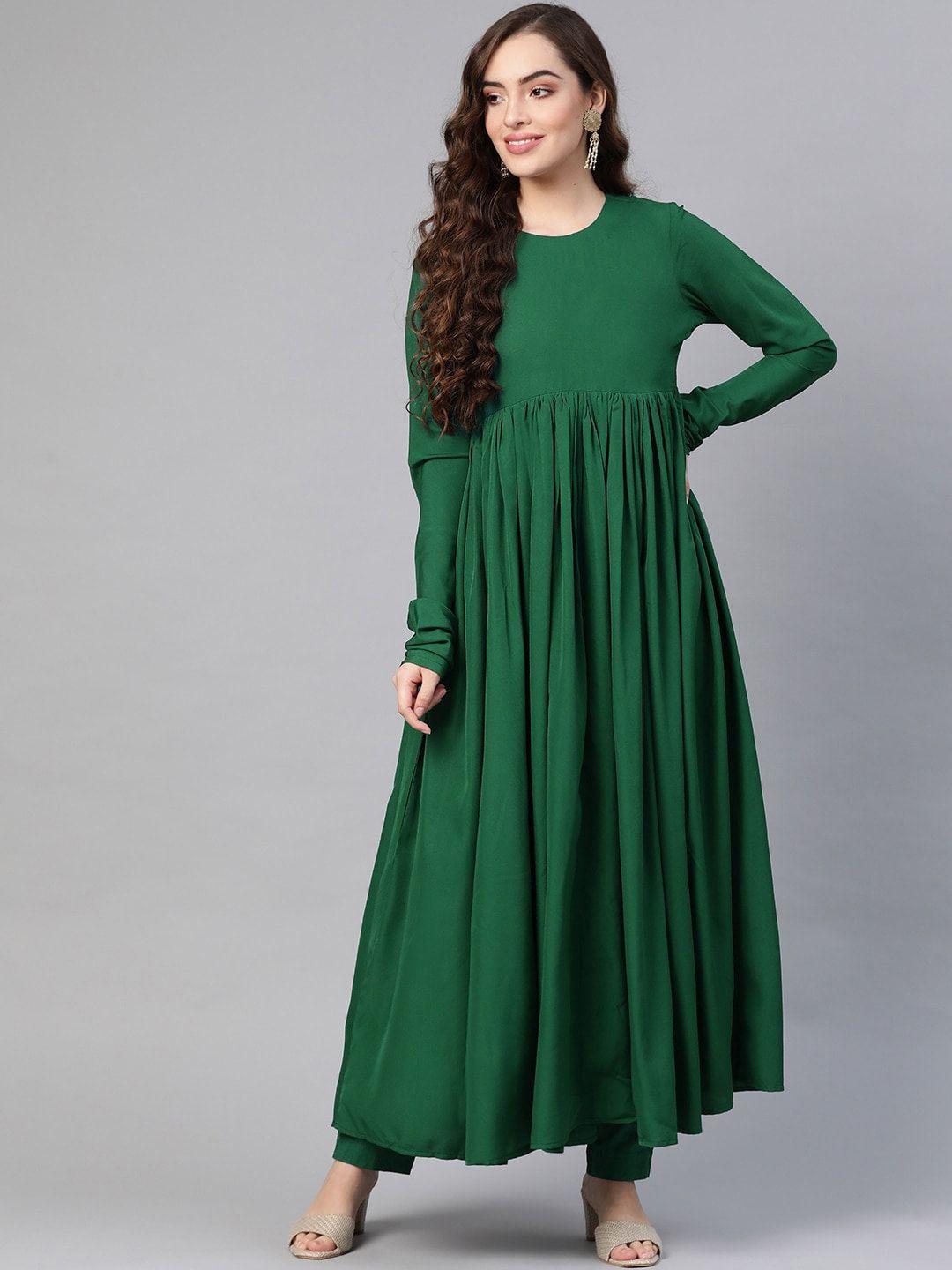 kalini round neck pleated anarkali kurta