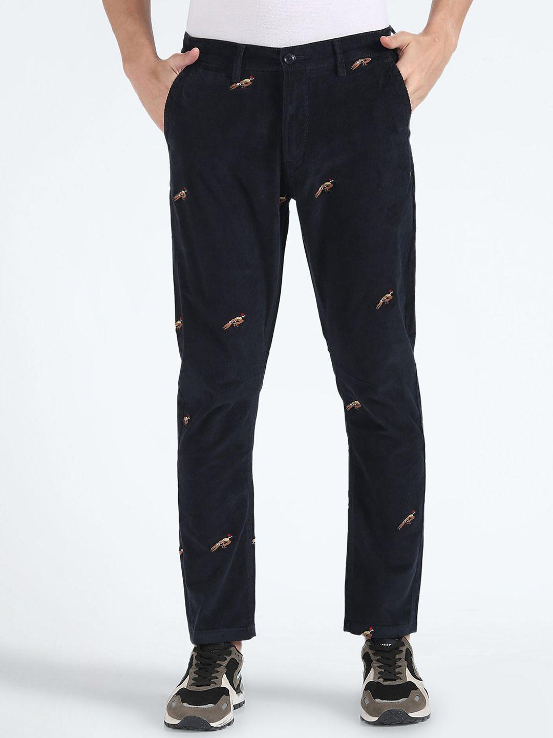 flying machine men conversational printed straight fit trousers