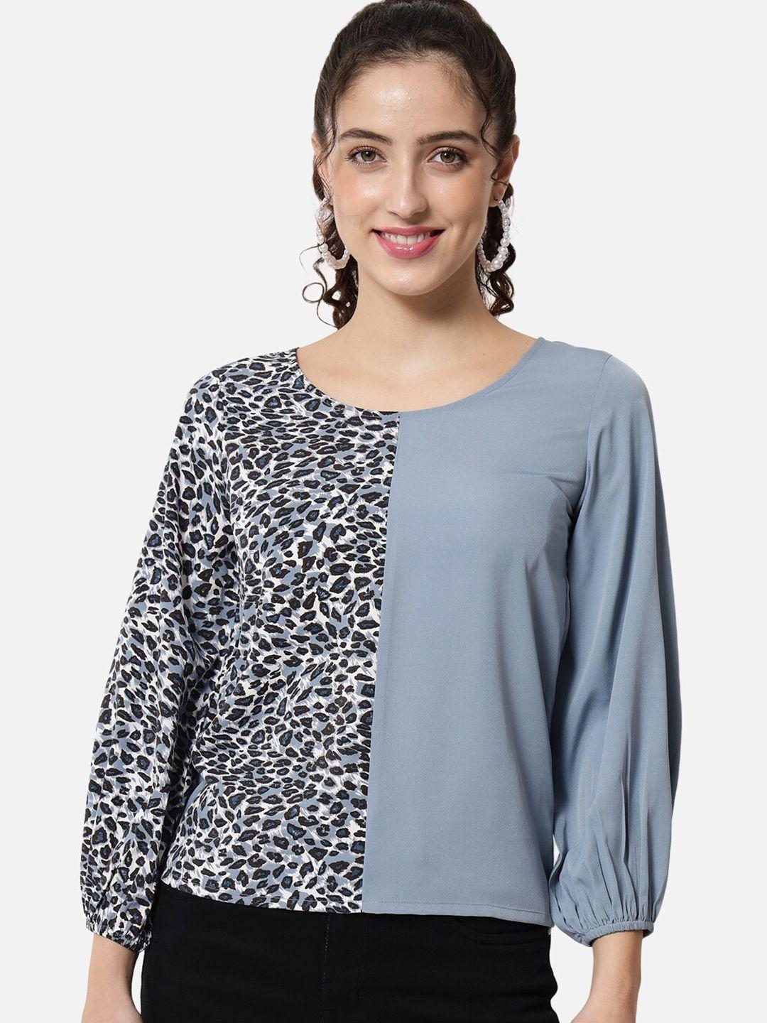 baesd animal printed cuffed top