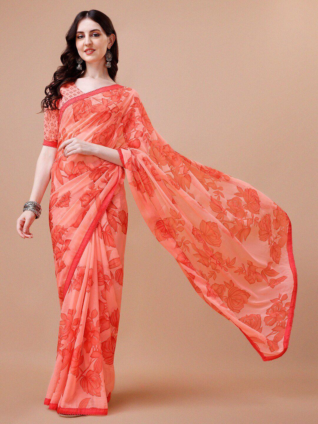 sangria floral printed pure chiffon saree