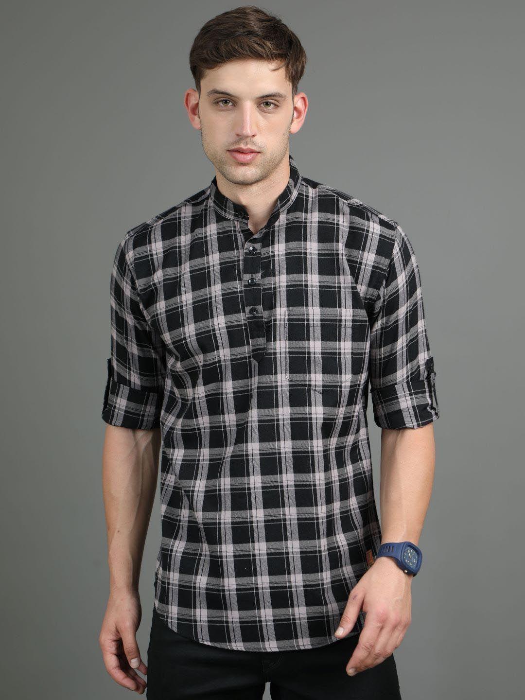 tallwalker tartan checked cotton casual shirt