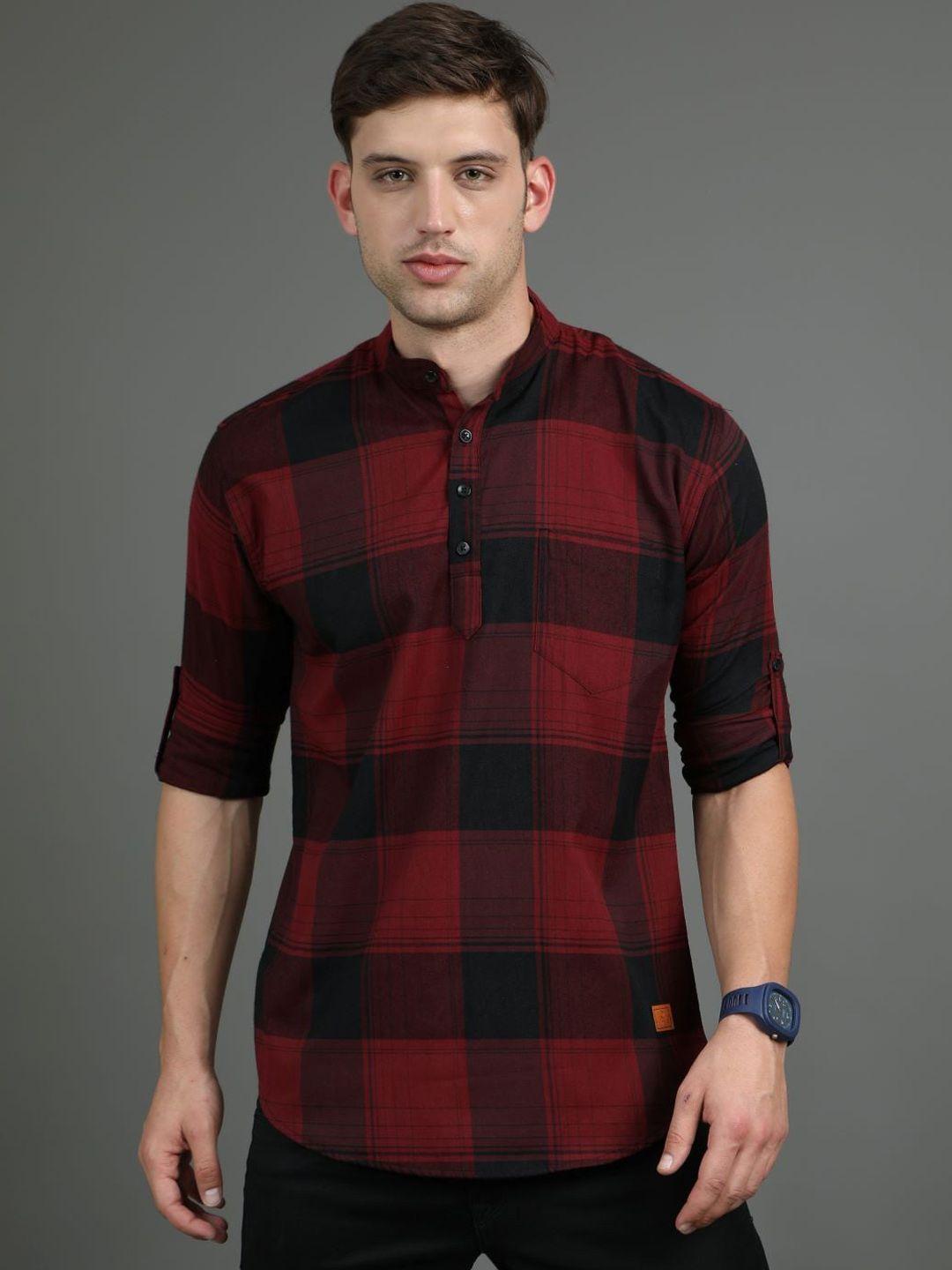 tallwalker checked pure cotton straight kurta