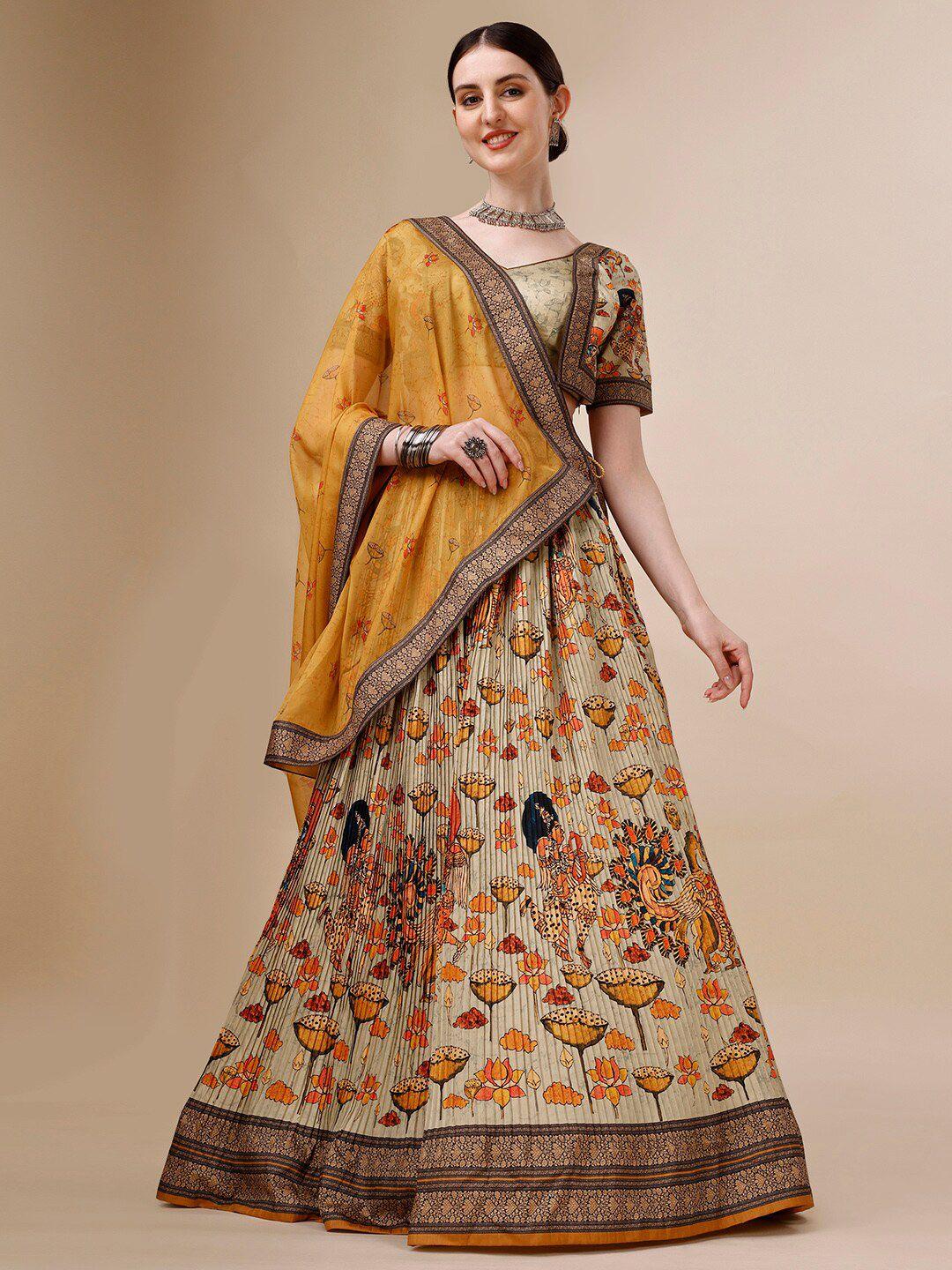 saptrangi printed semi stitched lehenga & unstitched blouse with dupatta