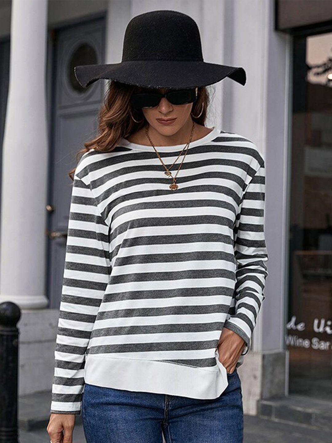 stylecast grey & white striped long sleeved top