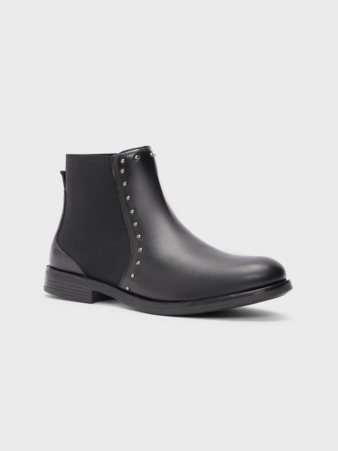 20dresses women black studded mid-top chelsea boots