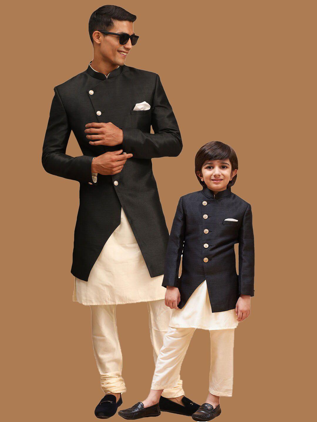 vastramay mandarin collar slim fit sherwani