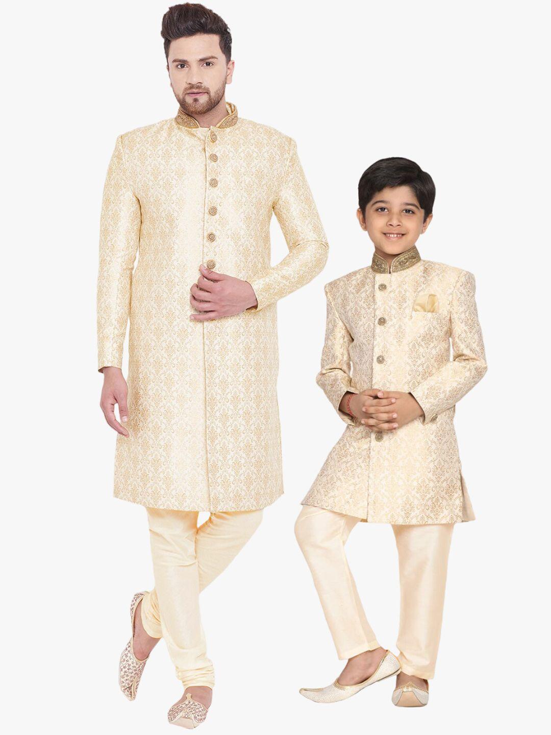 vastramay ethnic motifs woven design straight sherwani set