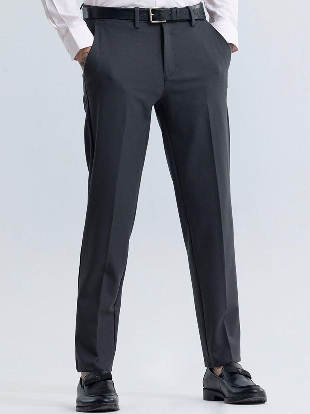 snitch men slim fit formal trousers