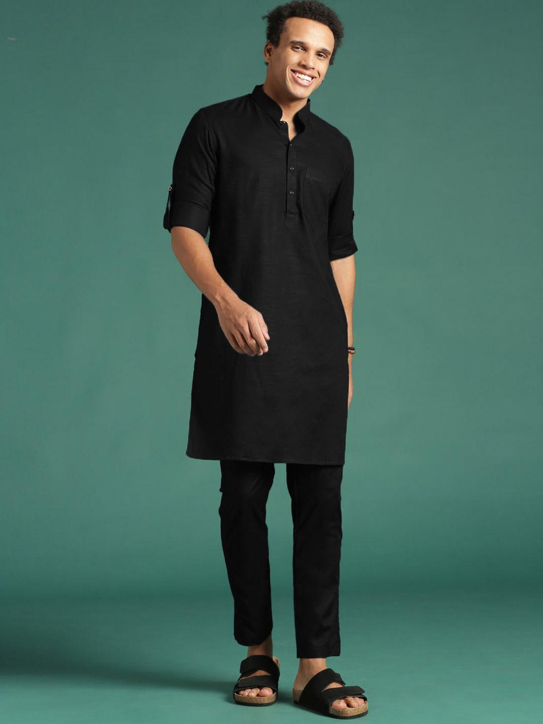 sangria black straight kurta with trousers