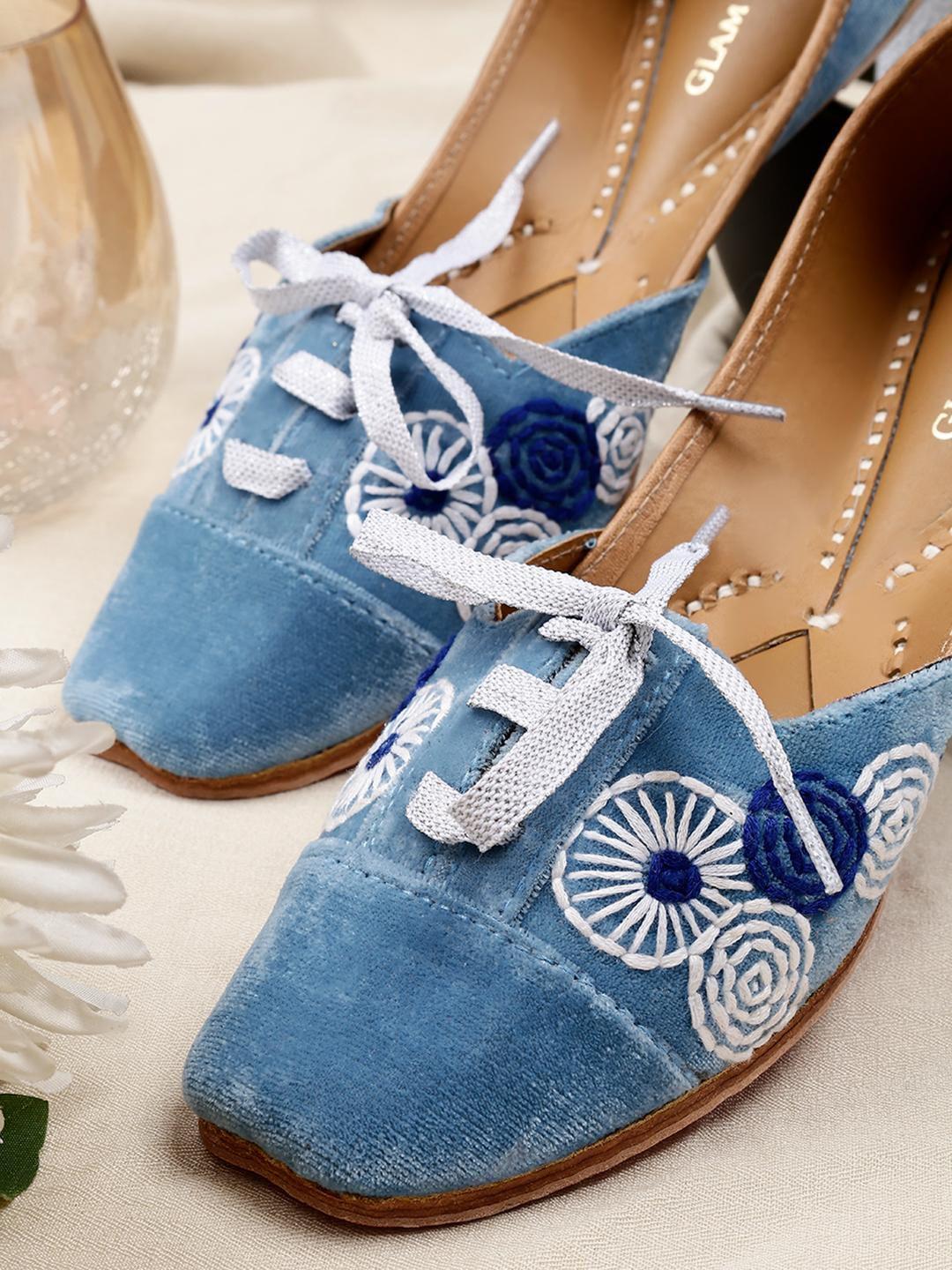 glam story embroidery velvet mojaris flats