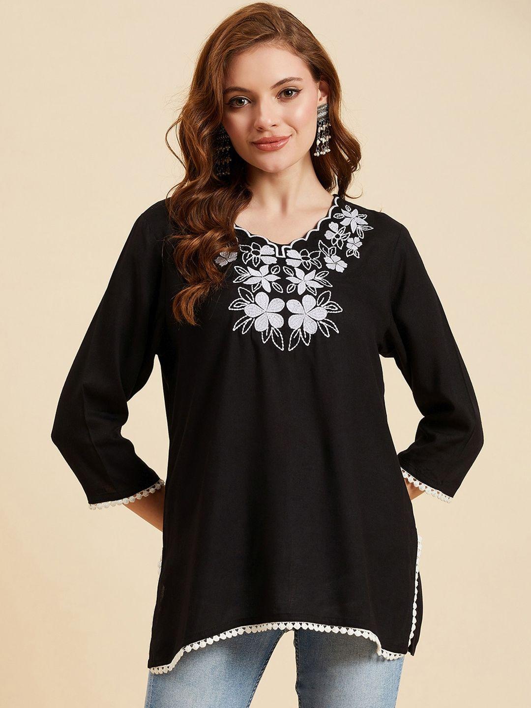 azira black embroidered top