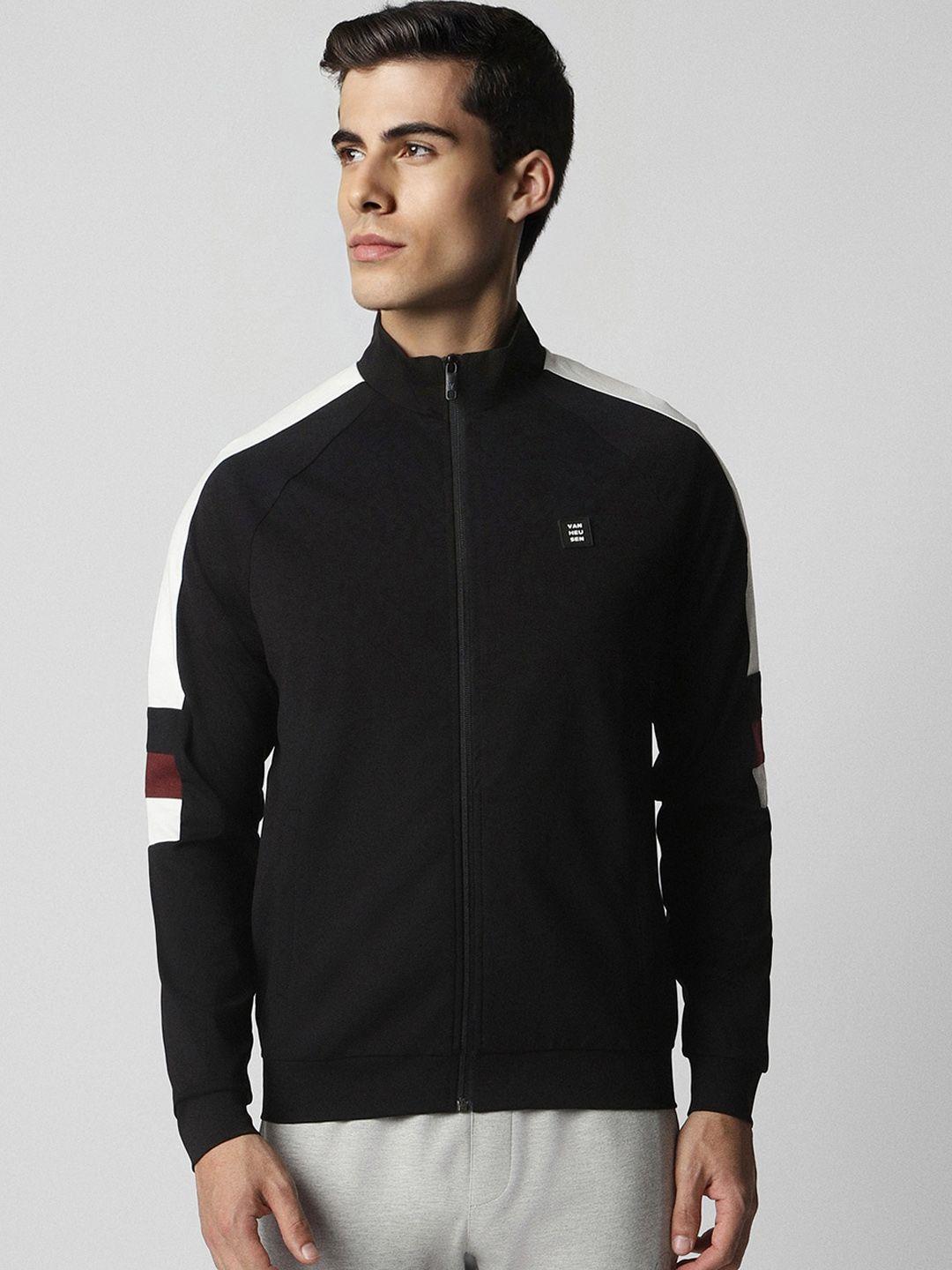 van heusen flex colourblocked mock collar sporty jacket