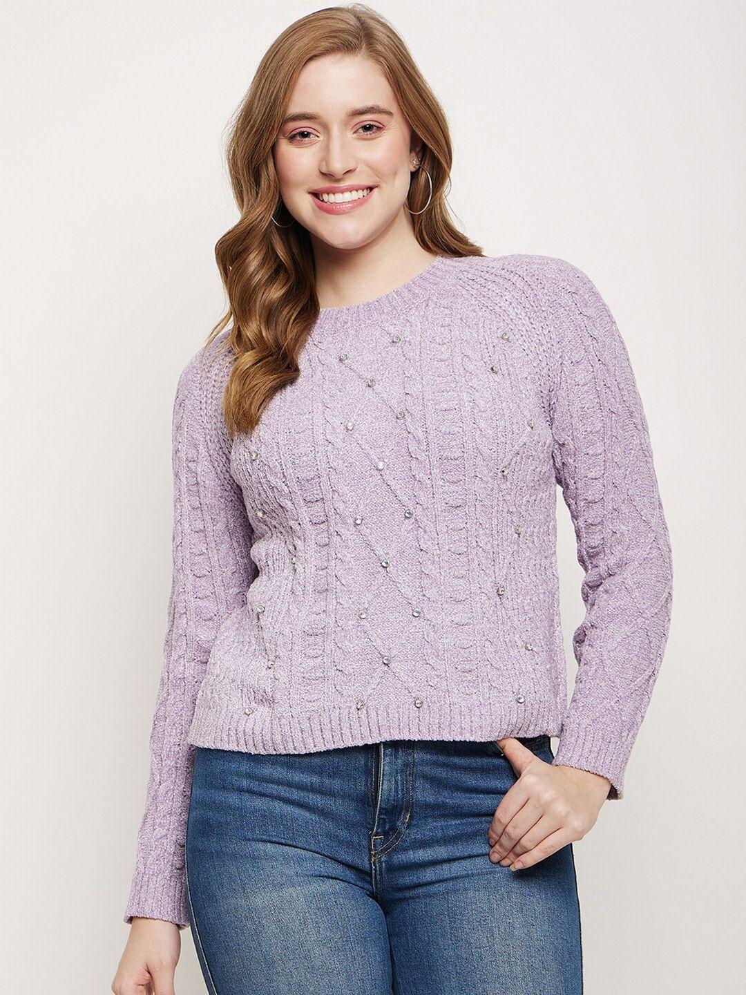 madame self design cable knit acrylic pullover sweater