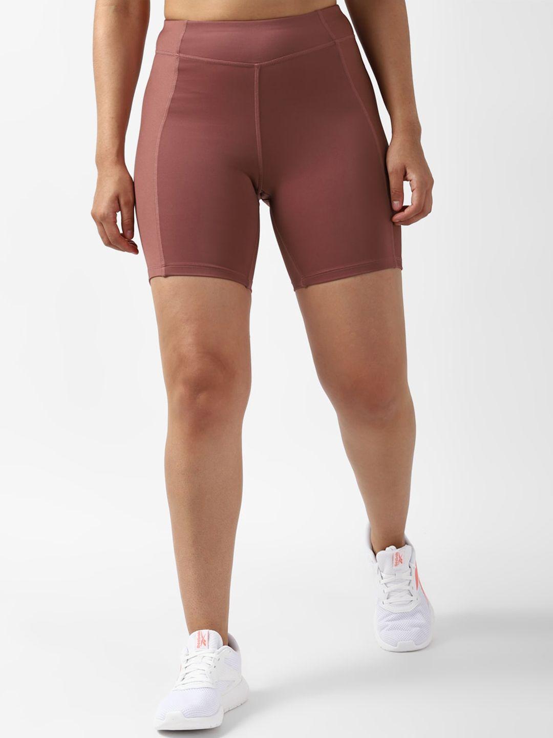 reebok women yoga hr rib slim-fit sports shorts