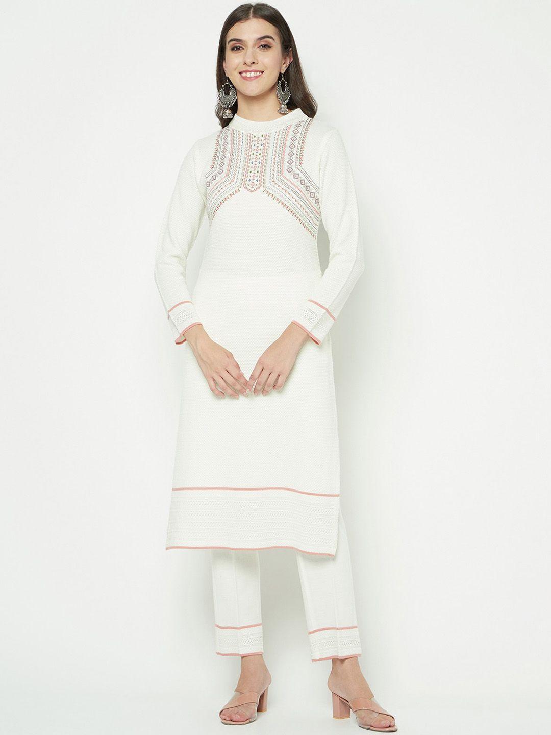 knitstudio ethnic motifs self design kurta with trousers