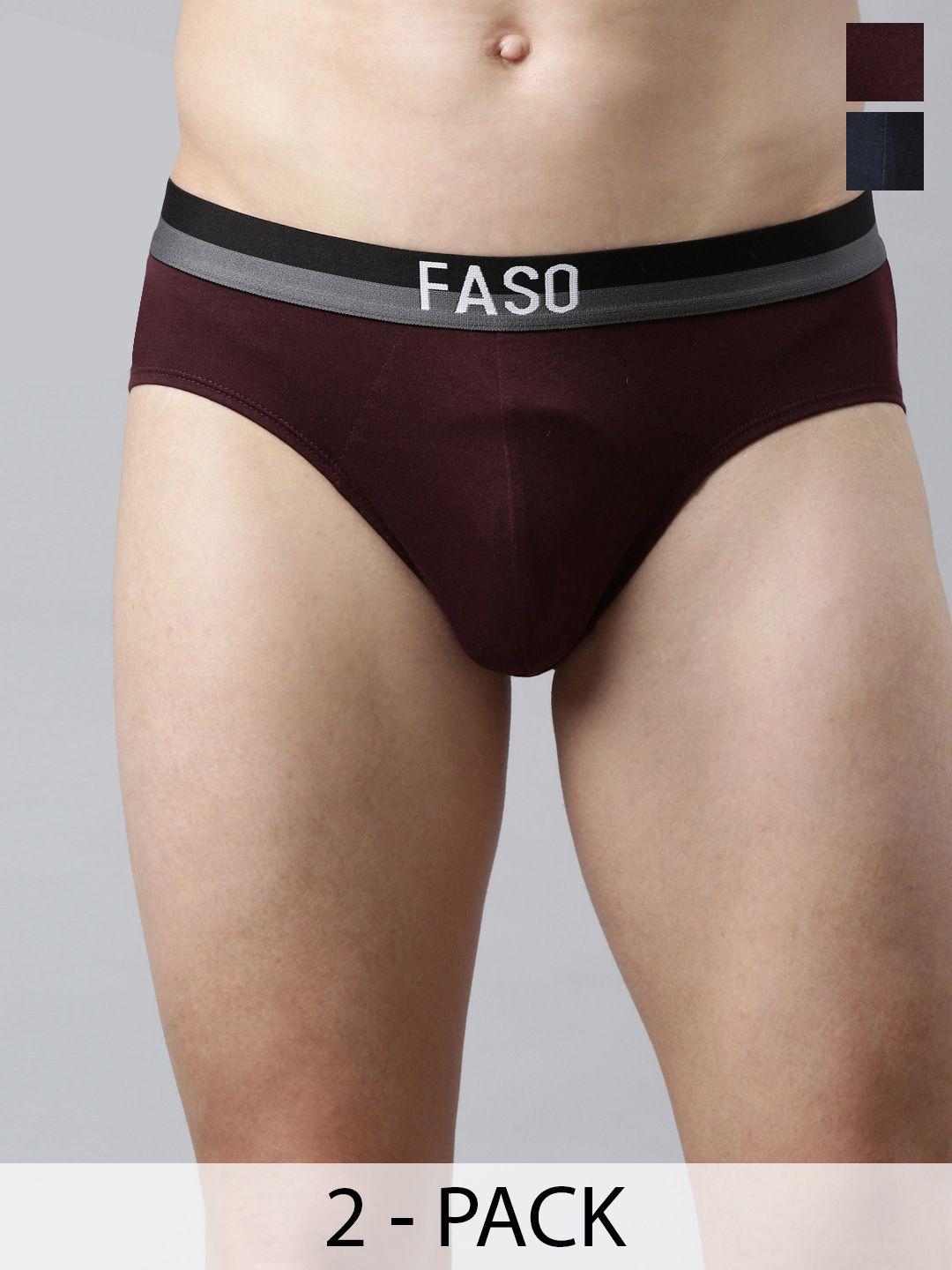 faso pack of 2 mid-rise cotton basic briefs k203-sq-po2-bluenights-purple