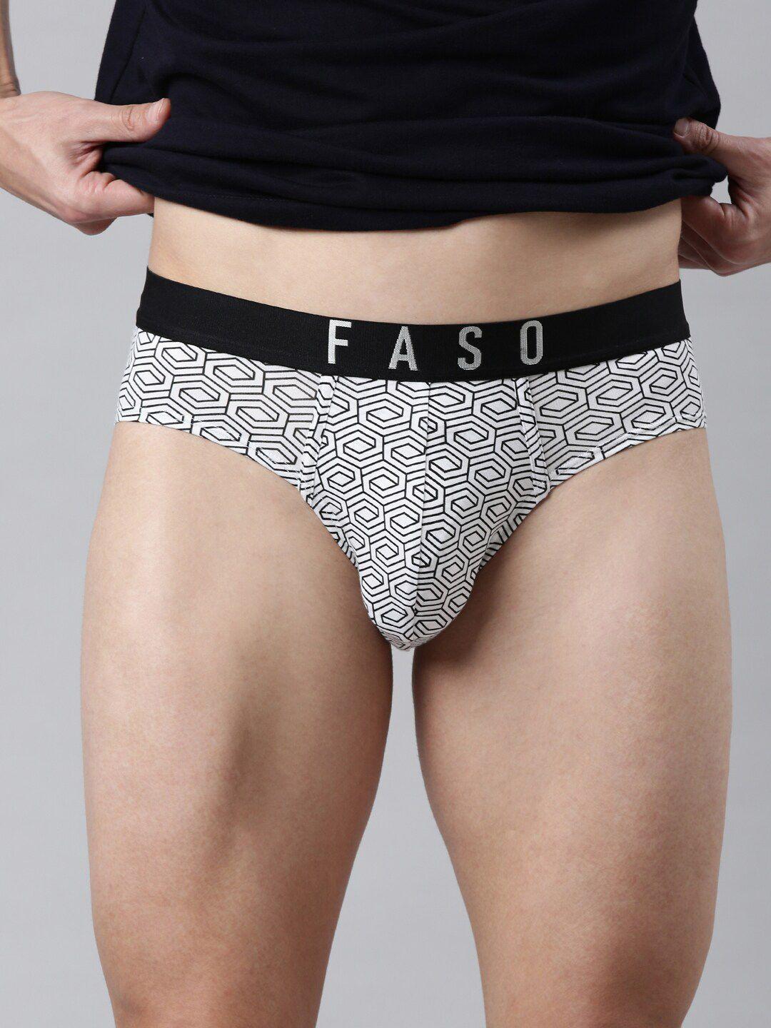 faso abstract printed organic cotton basic briefs fs3004-sq-white