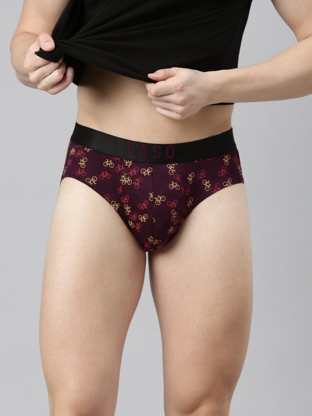 faso conversational printed mid-rise cotton basic briefs fs2004-sq-potentpurple