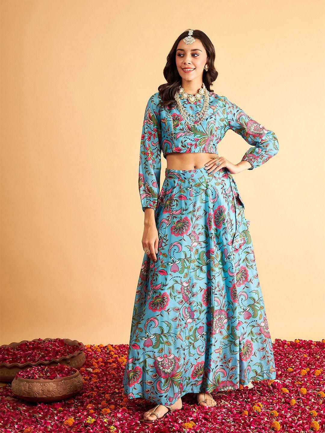 shae by sassafras blue & green printed ready to wear lehenga &