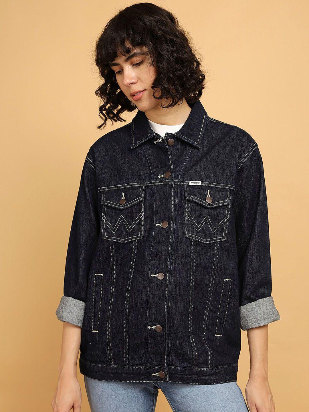 wrangler spread collar pure cotton denim jacket