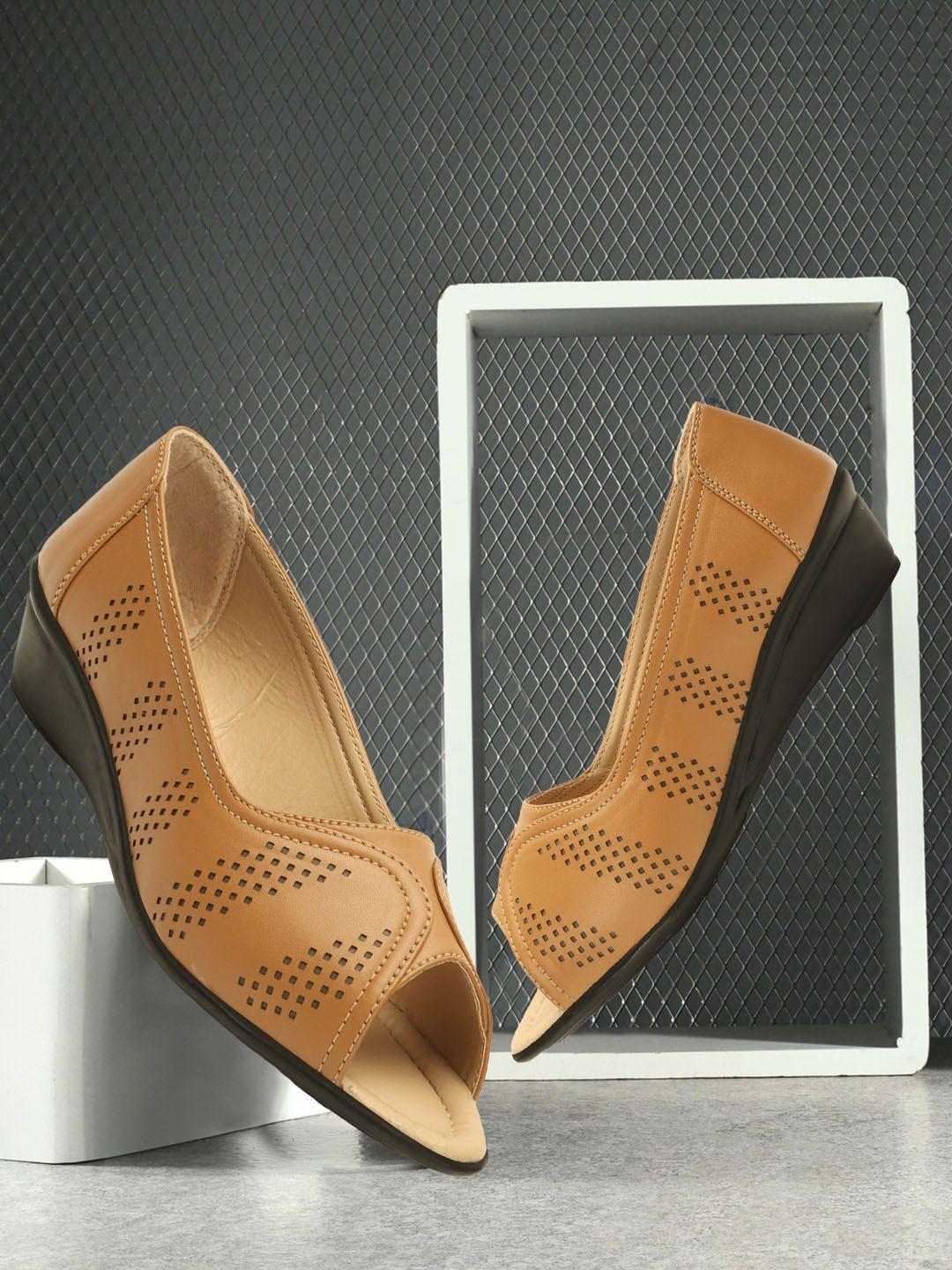 fashimo laser cut open toe ballerinas