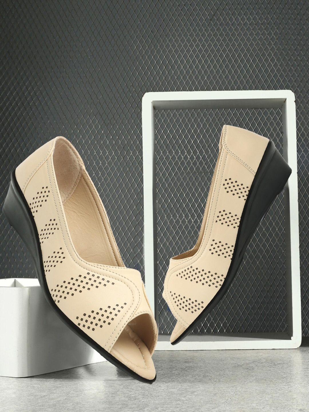 fashimo laser cut open toe ballerinas