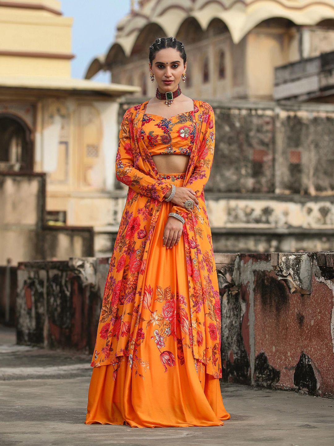 scakhi printed beads and stones ready to wear lehenga & choli