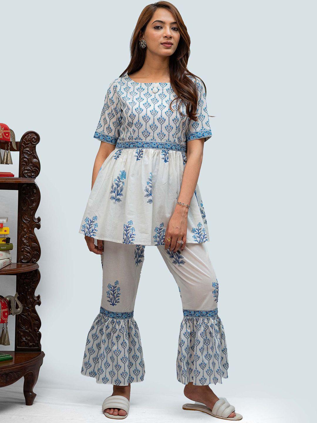 tsucchi traditions women printed pure cotton tunic & sharara co-ords