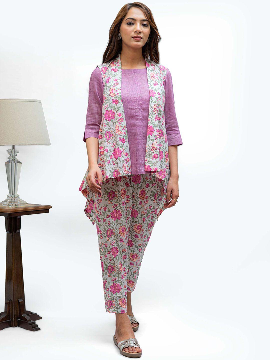 tsucchi traditions women printed pure cotton top & trouser co-ords