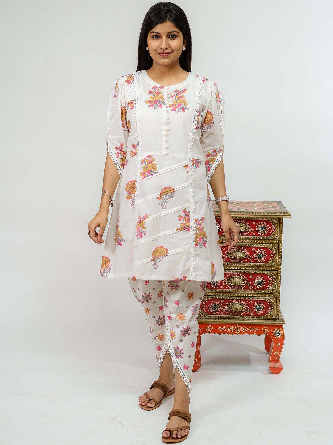 tsucchi traditions women printed pure cotton kurti & patiala co-ords