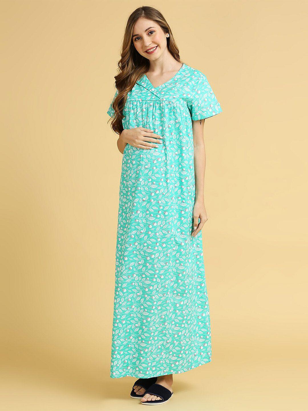 momtobe printed maxi maternity nightdress