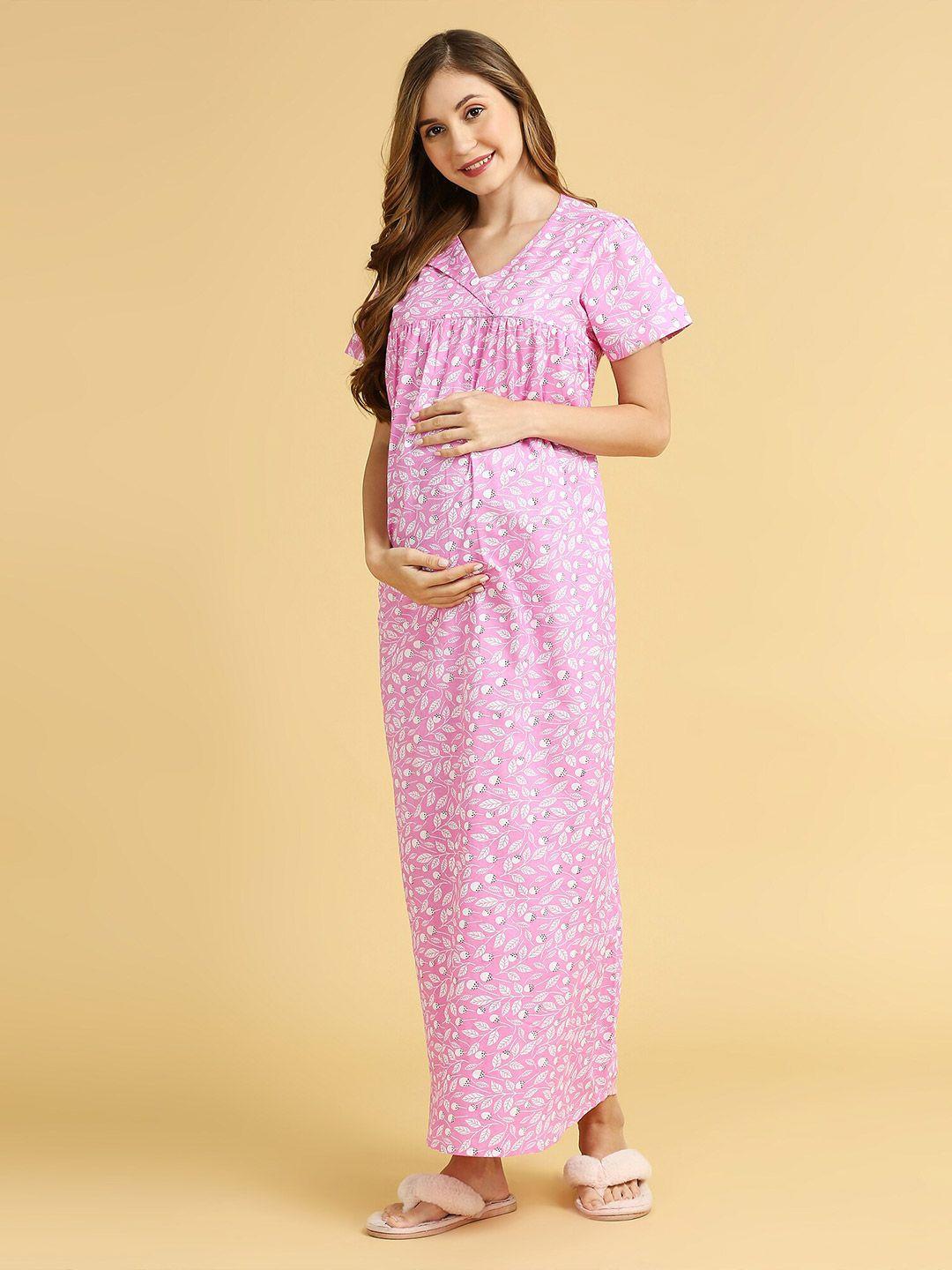 momtobe printed maxi maternity maternity nightdress