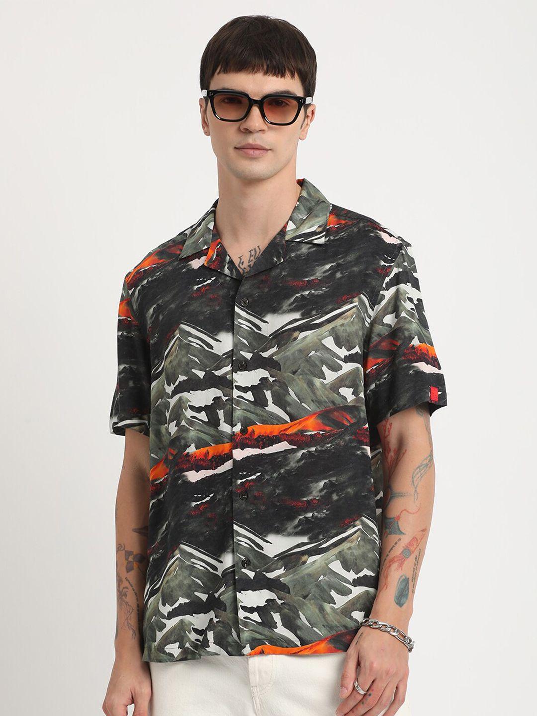 the bear house abstract printed casual shirt