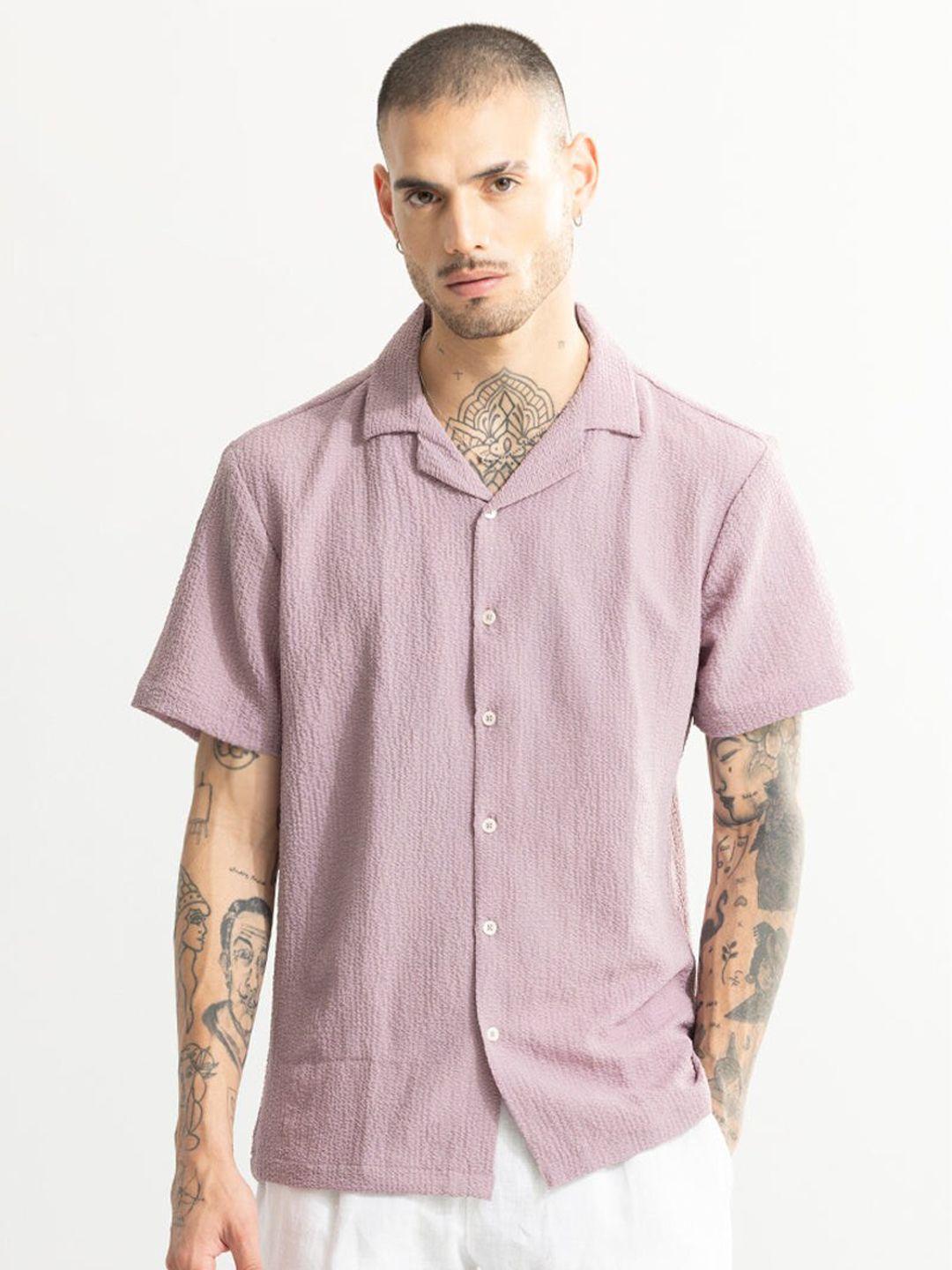 snitch mauve classic oversized fit self design casual shirt