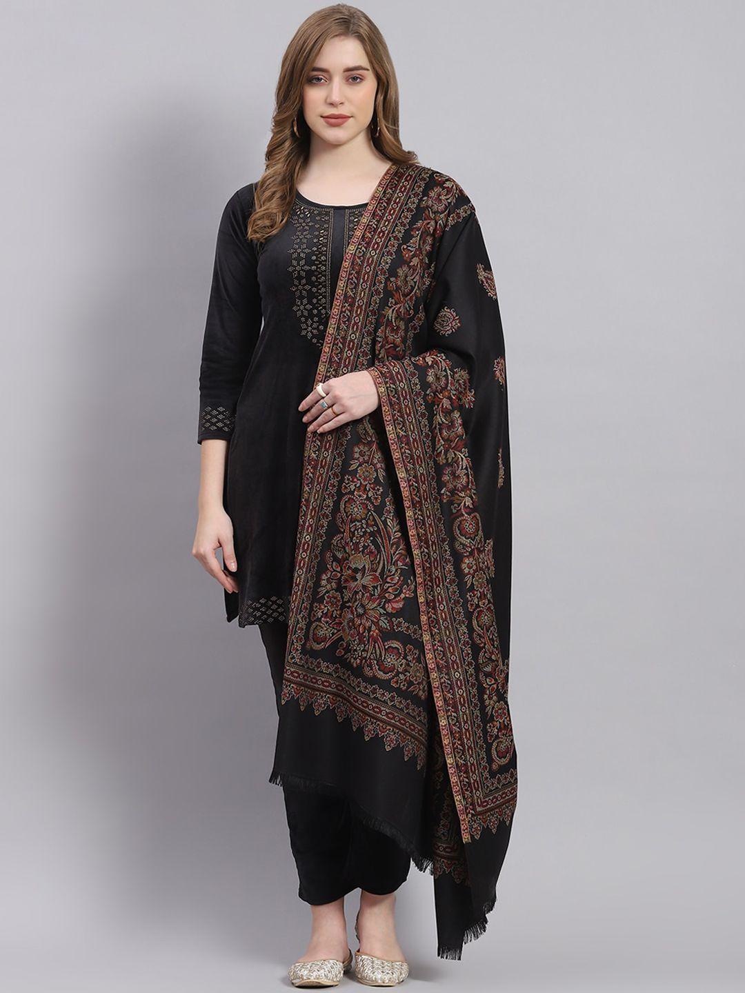 monte carlo ethnic motifs woven design pure wool shawl