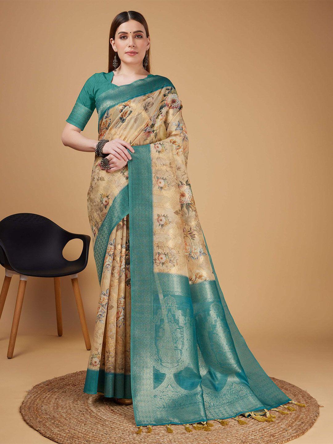 mitera green silk cotton designer banarasi saree