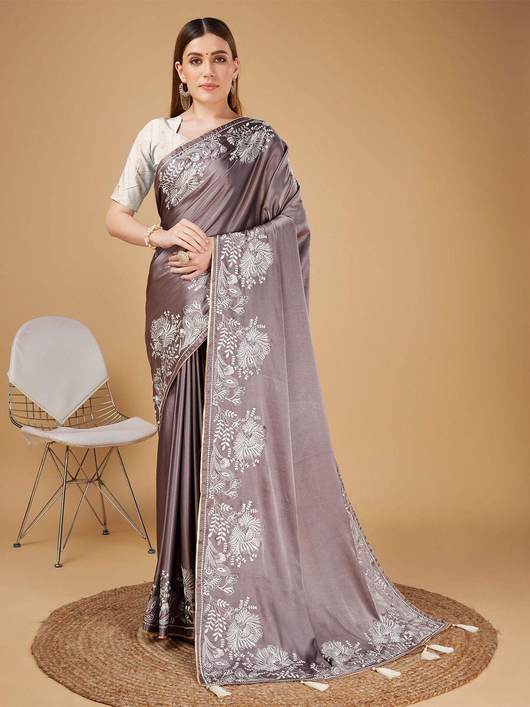 mitera purple satin designer saree