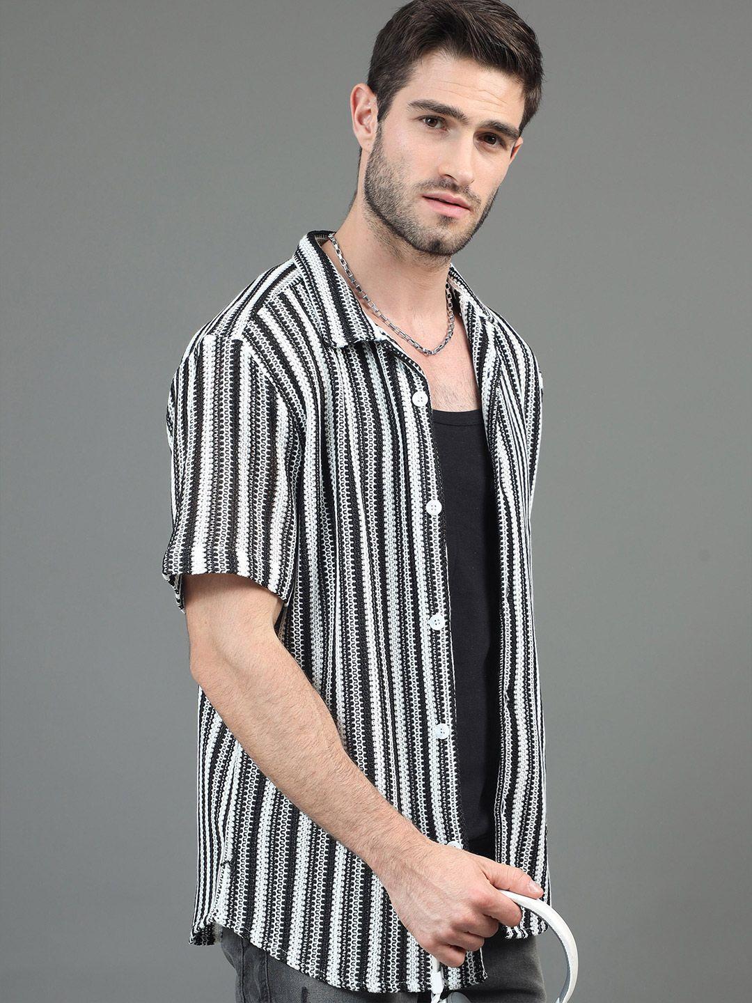 here&now vertical striped slim fit casual shirt