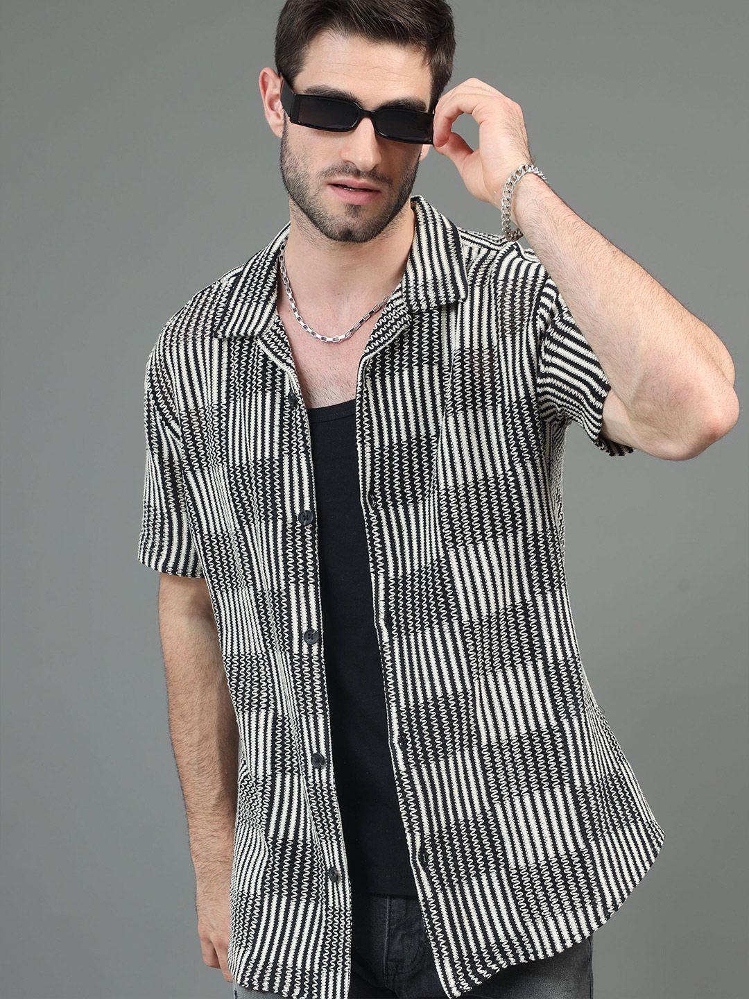 here&now striped slim fit casual shirt