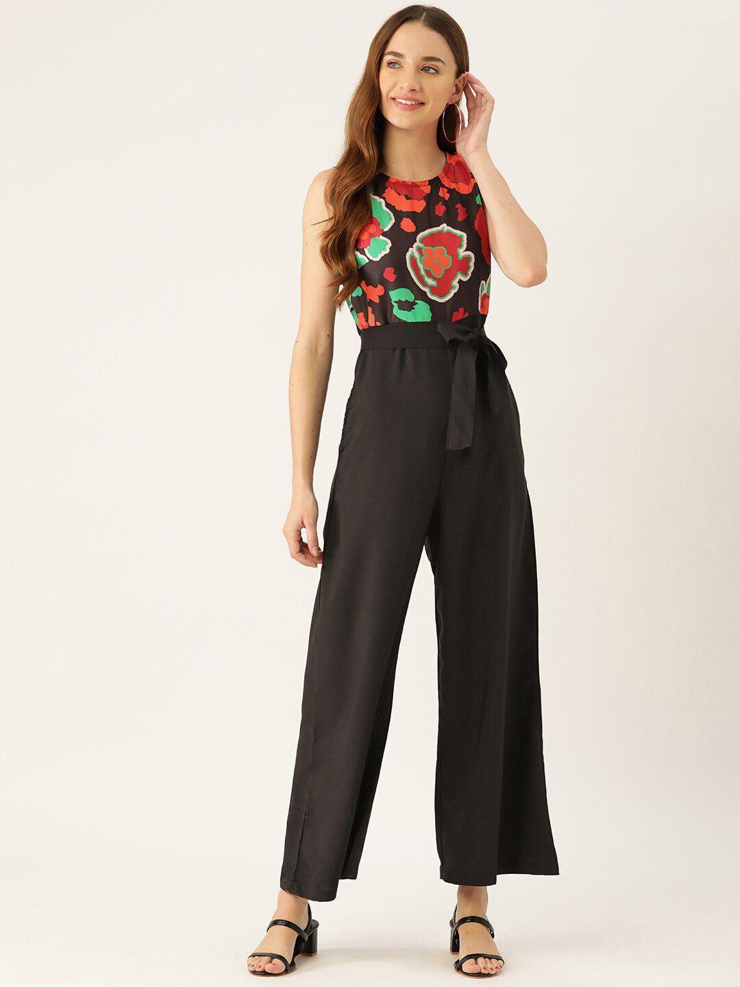 sirikit floral printed waist-tie ups basic jumpsuit