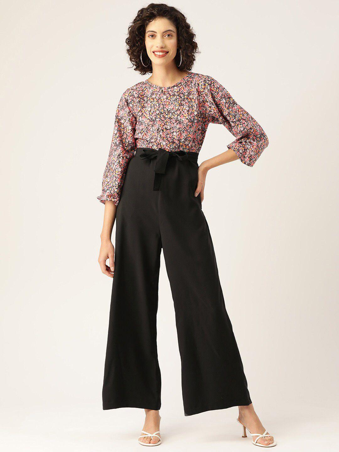 sirikit floral printed belted basic jumpsuit