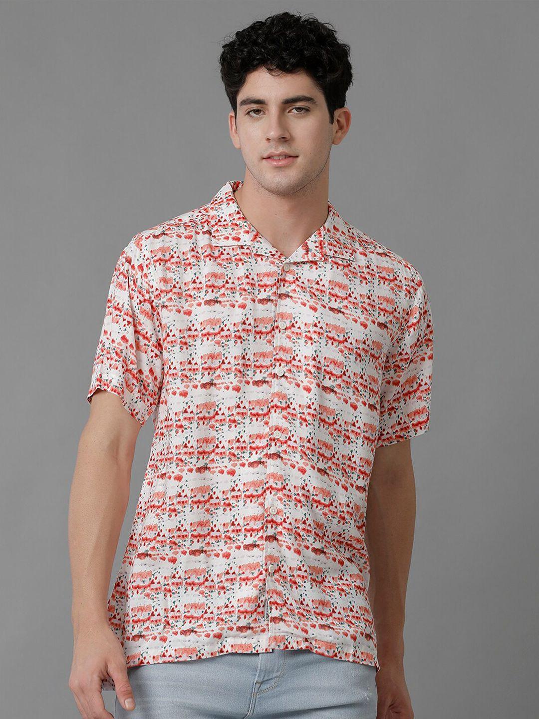 voi jeans abstract printed classic slim fit casual shirt