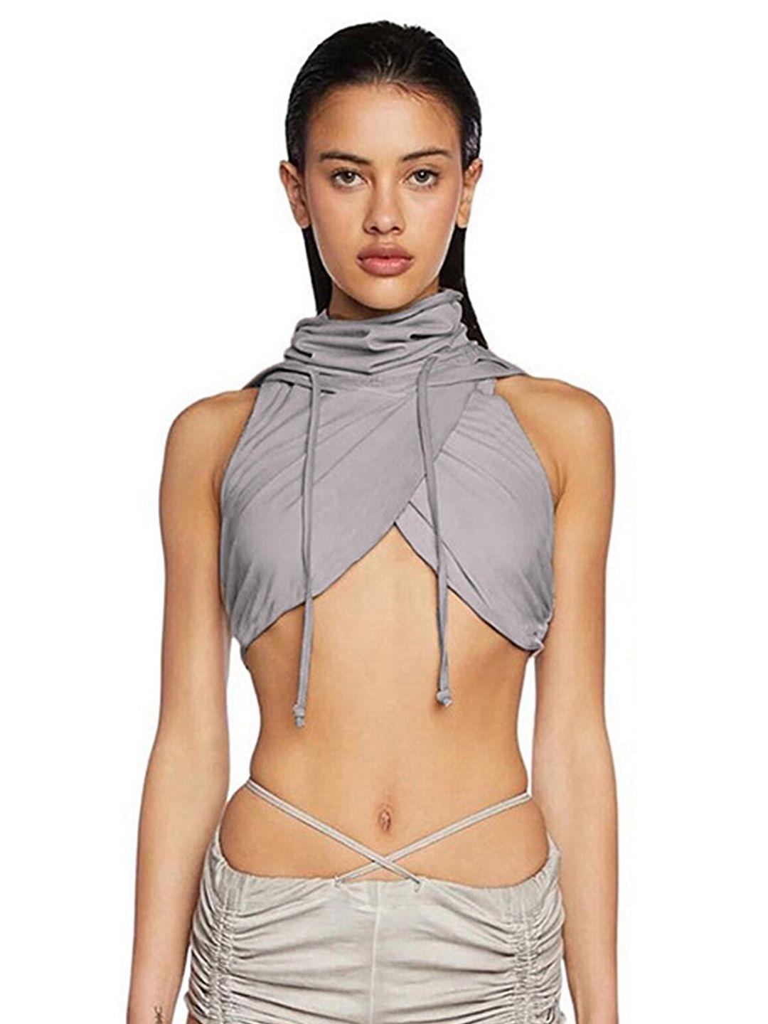 lulu & sky women solid wrap crop top