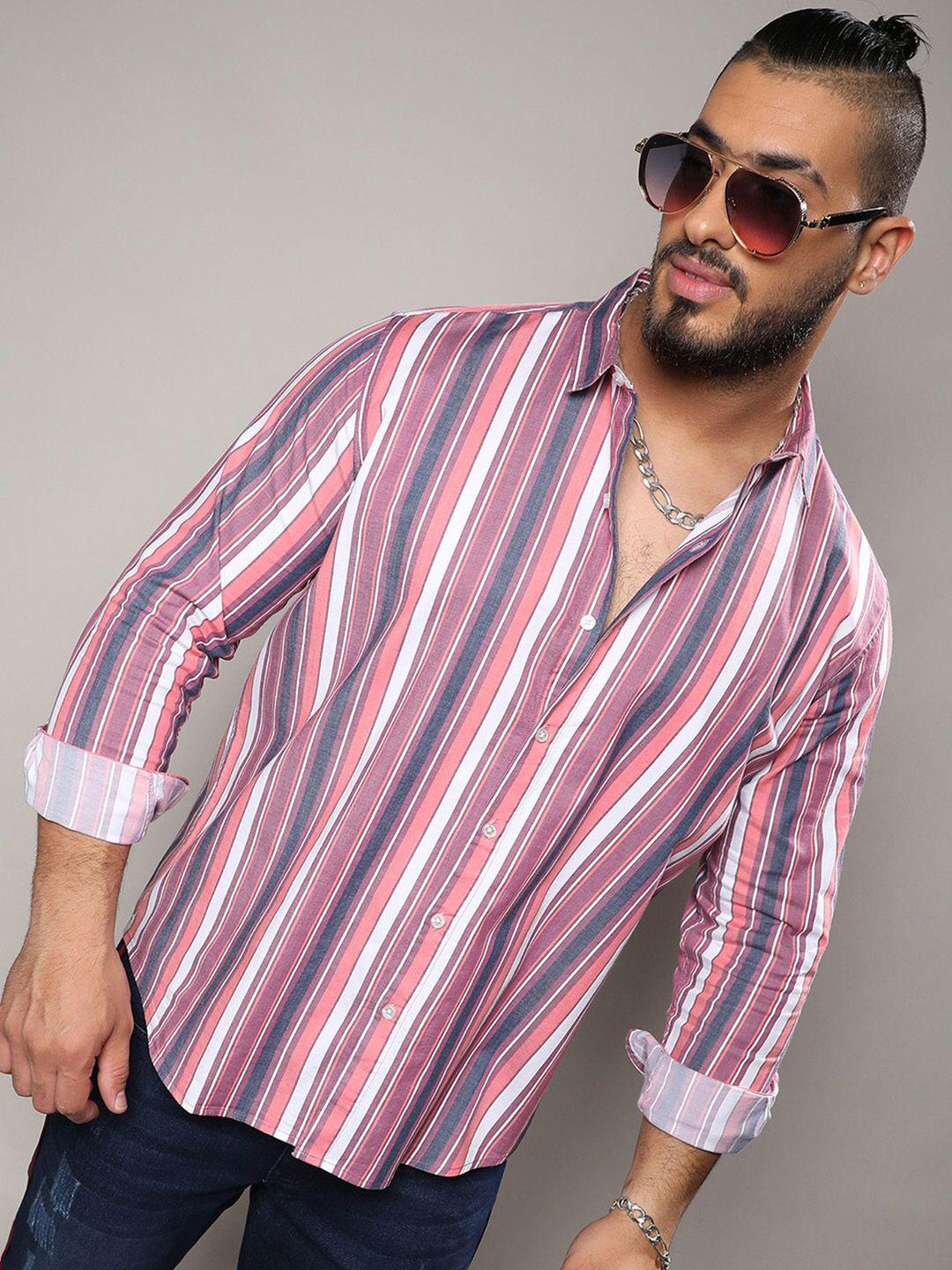 instafab plus classic striped cotton casual shirt