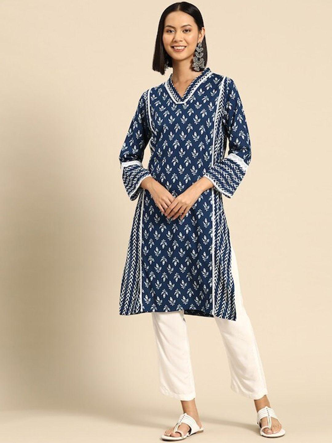 sangria ethnic motifs printed pure cotton regular kurta with trousers