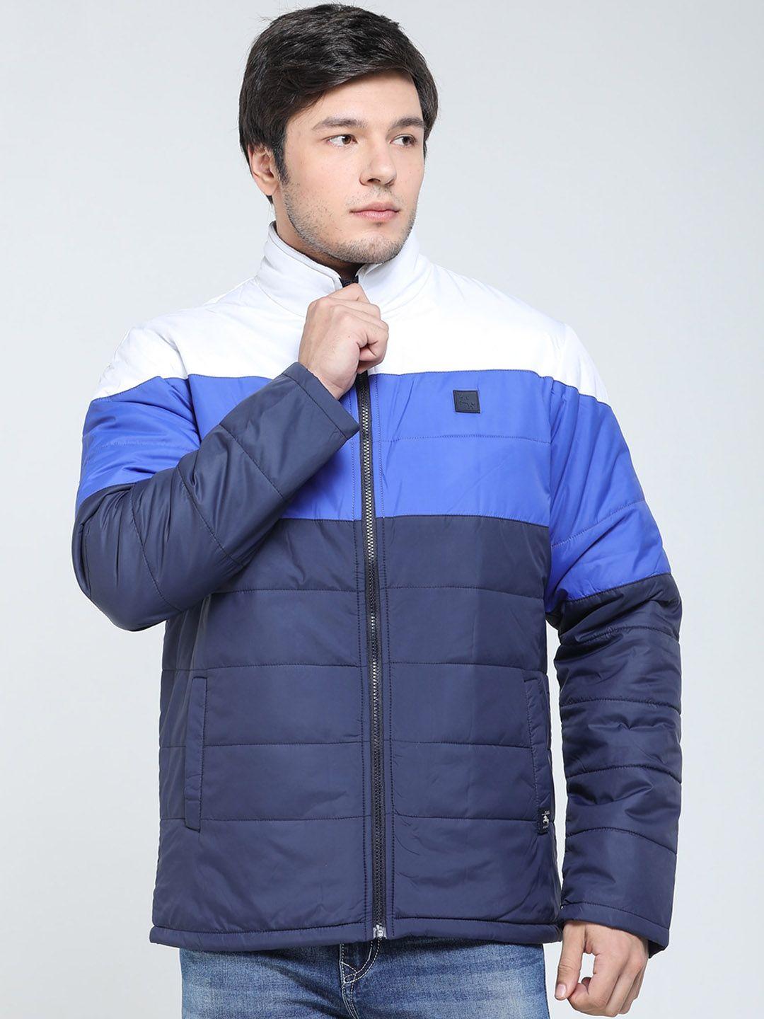 tqs colourblocked mock collar windcheater padded jacket