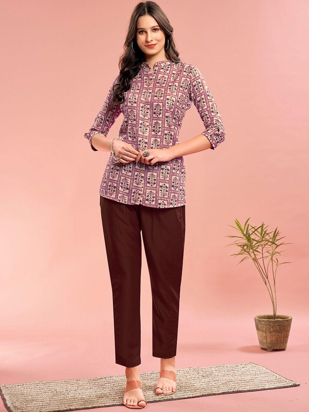 anouk printed pure cotton top & trousers co-ords set