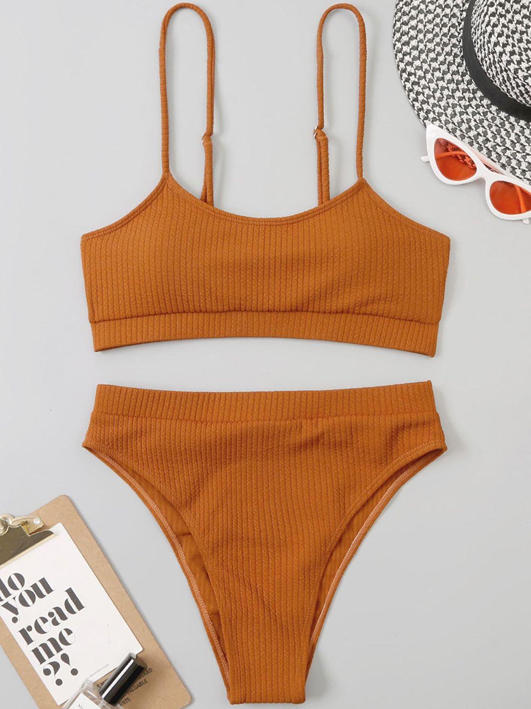 lulu & sky ribbed scoop neck bikini swimwear set